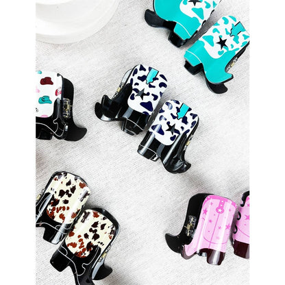 Mini Cowboy Boot Hair Claw Clip: MIX COLOR / ONE(12)