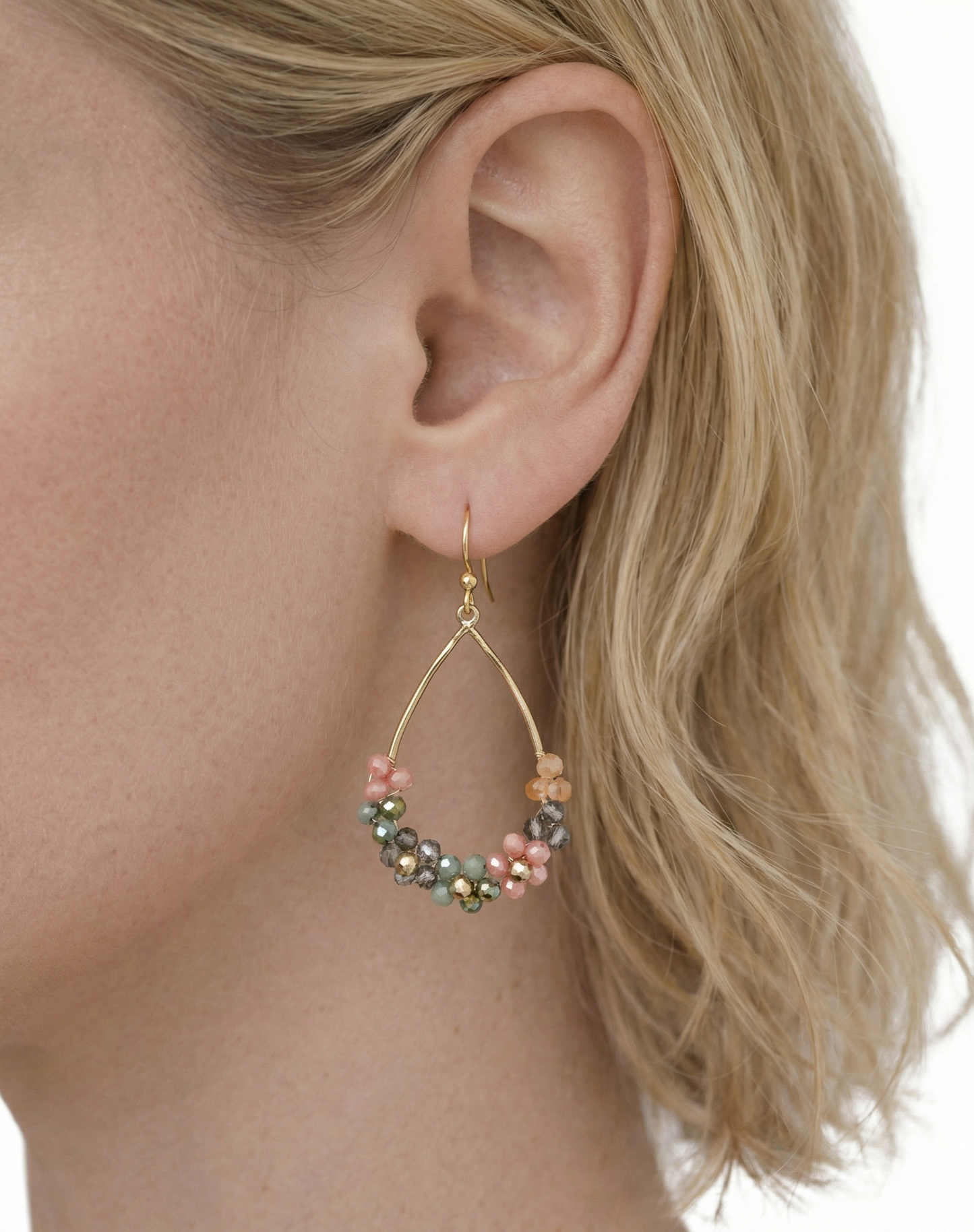 Multi Color Beaded Teardrop Earrings