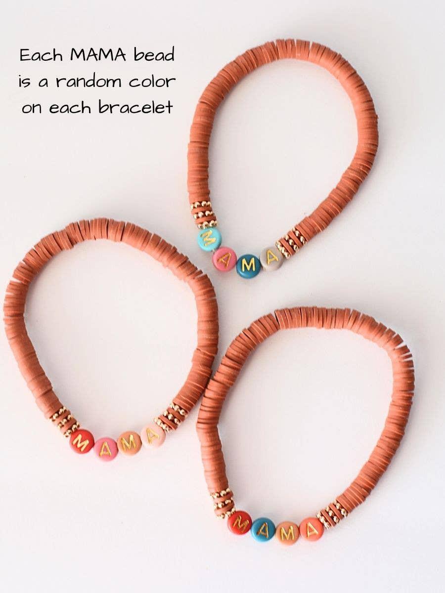 Multi-Colored MAMA Stretch Bracelet – Rust Red