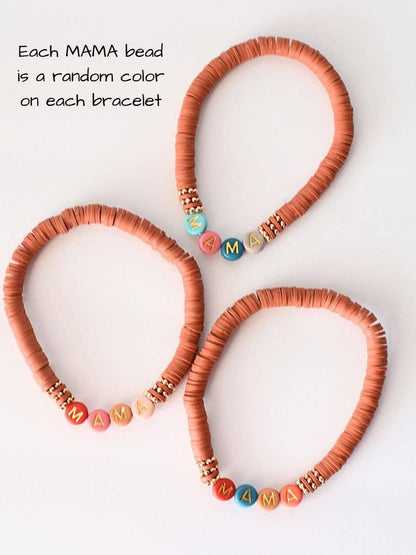 Multi-Colored MAMA Stretch Bracelet – Rust Red
