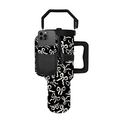 Black & White Bows Bag for Tumbler: Black