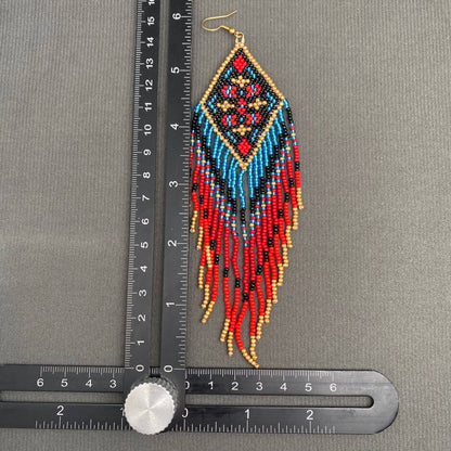 Boho Handmade Seed Beads Tassel Long Earrings - BJ/SB