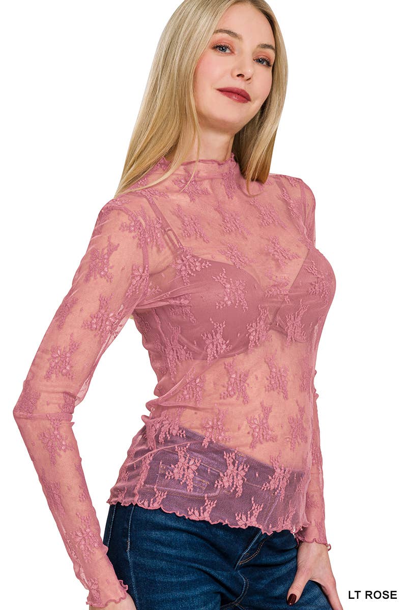 Lace See-through Layering Top: LT ROSE / 2-2-2 (S-M-L)