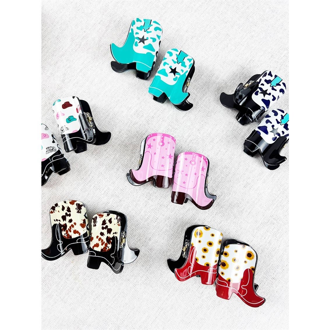 Mini Cowboy Boot Hair Claw Clip: MIX COLOR / ONE(12)