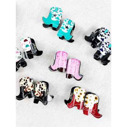 Mini Cowboy Boot Hair Claw Clip: MIX COLOR / ONE(12)