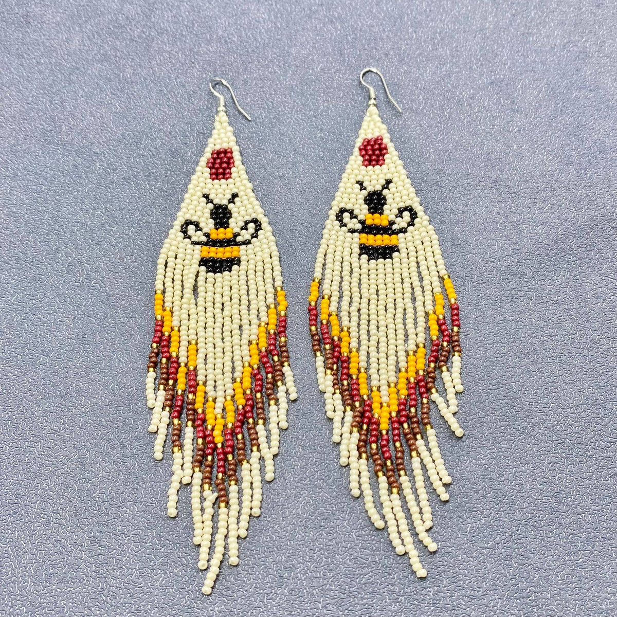 Bee Pattern Seed Beads Tassel Earrings - SB