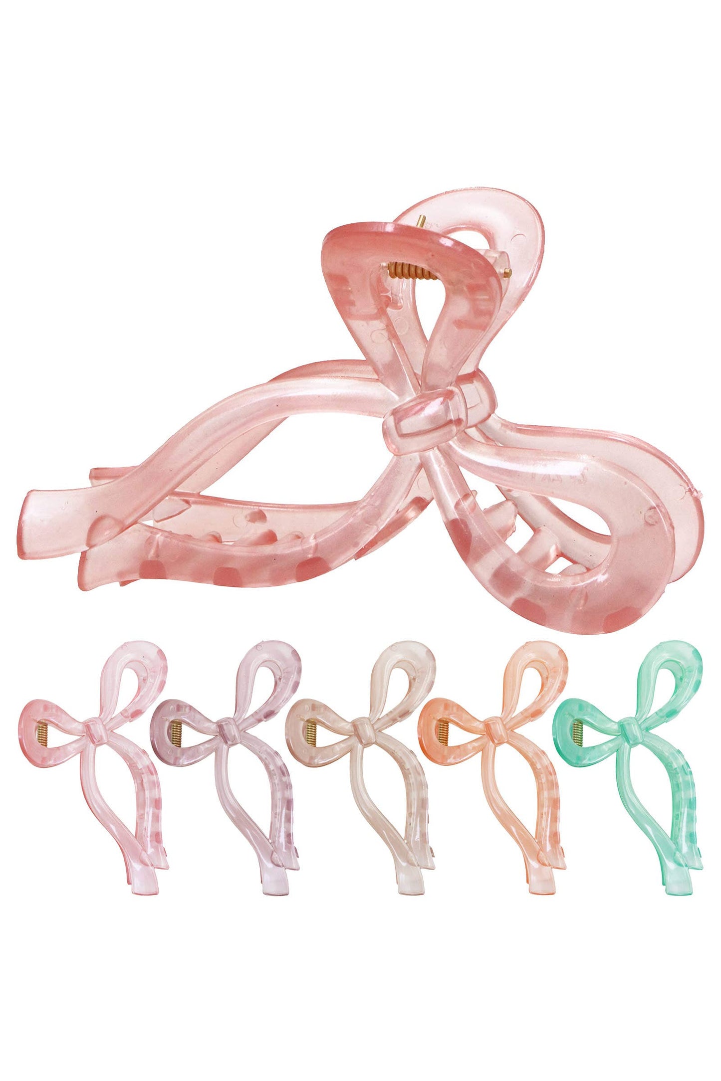 Pastel Jelly Clear Wavy Ribbon Bow Hair Claw: ASSORTED / ONE SIZE