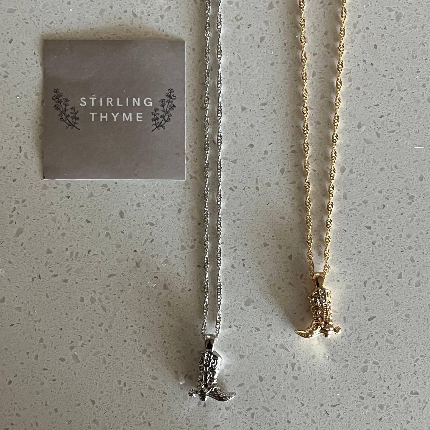 Cowboy Boot Necklace - Silver