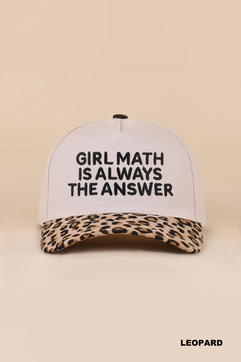 Girl Math Is Always The Answer Two Tone Snapback Hat: COW / 1(ONE SIZE)