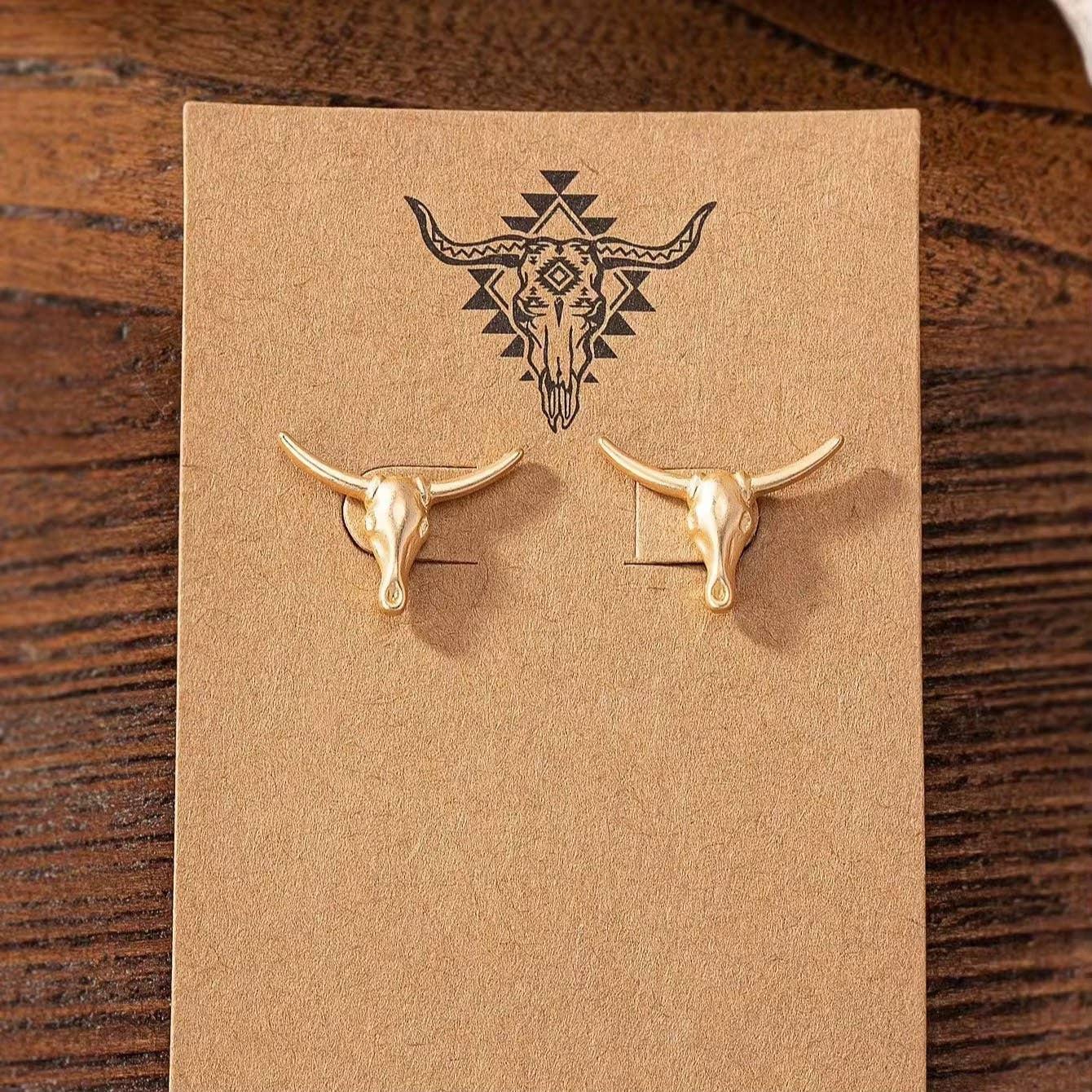 South Western Studs- Bull / Longhorn stud earrings : Silver / Bull