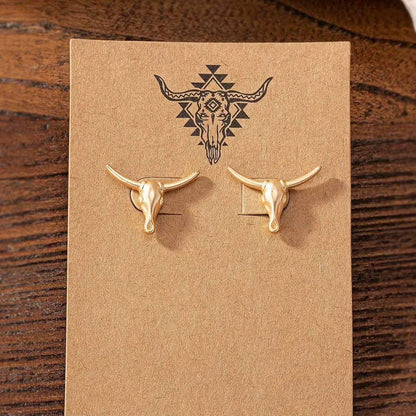 Longhorn Stud Earrings - Silver