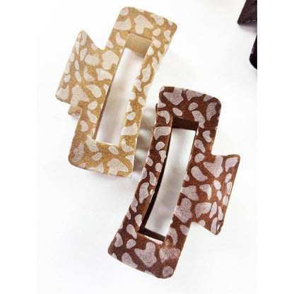 Leopard Flocked Velvet Rectangle Claw Clip: MIX COLOR / ONE(12)