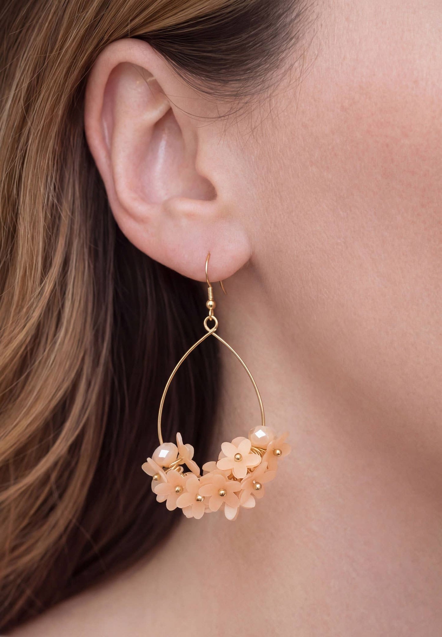 Blush Floral Cluster Teardrop Earrings