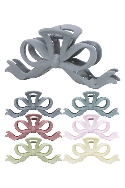 Matte Ribbon Bow Hollow Out Hair Claw: ASSORTED / ONE SIZE