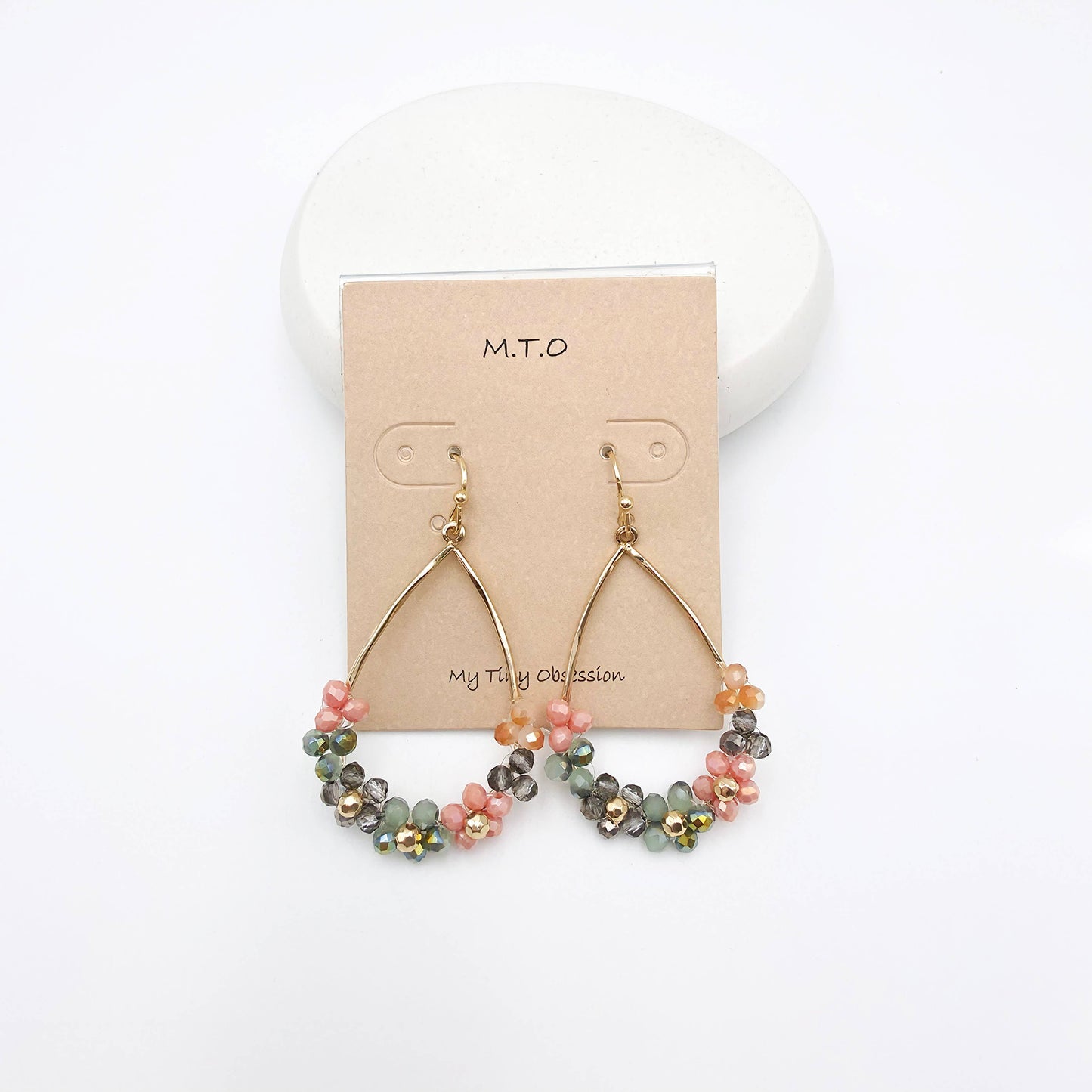 Multi Color Beaded Teardrop Earrings