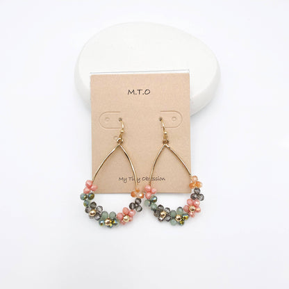 Multi Color Beaded Teardrop Earrings