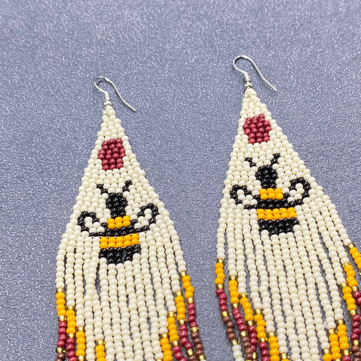 Bee Pattern Seed Beads Tassel Earrings - SB