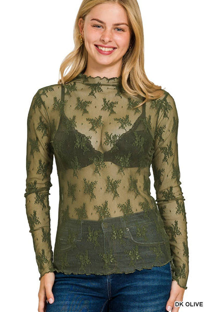 Lace See-through Layering Top: LT ROSE / 2-2-2 (S-M-L)
