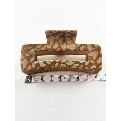 Leopard Flocked Velvet Rectangle Claw Clip: MIX COLOR / ONE(12)