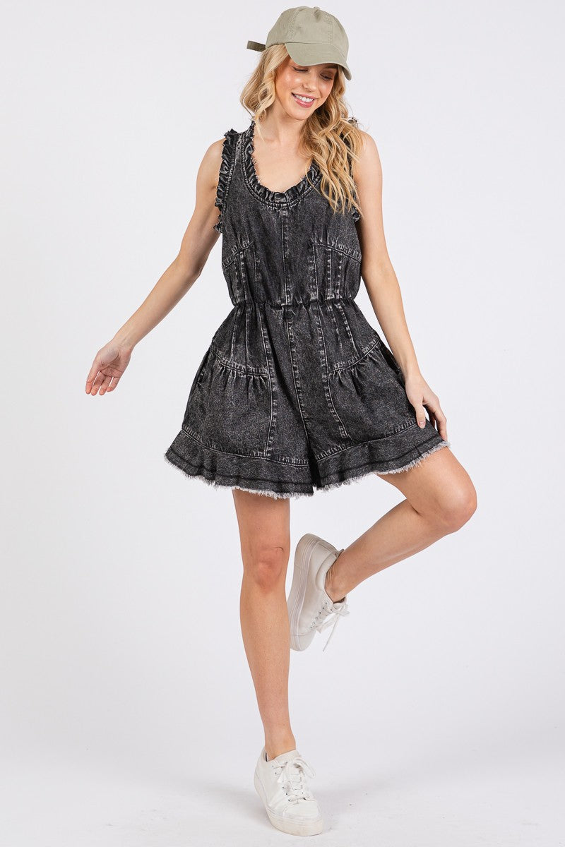Western Denim Washed Romper