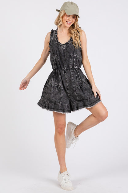 Western Denim Washed Romper