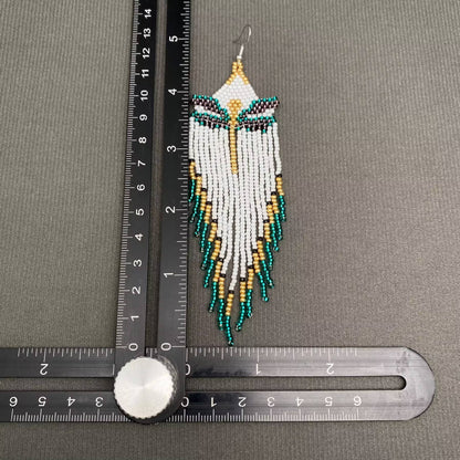 Bohemian Dragonfly Seed Beads Fringe Dangle Earrings - SB