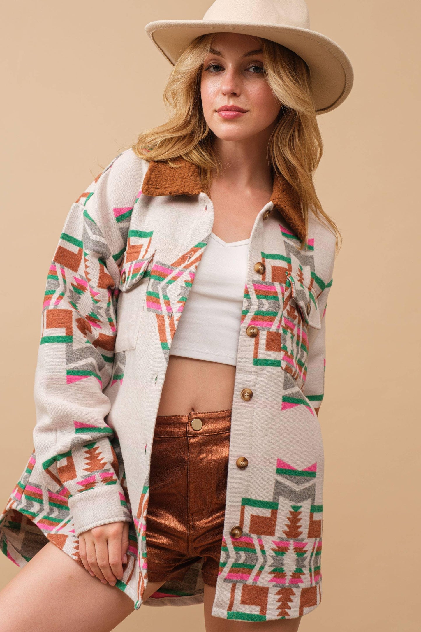 Beth Sherpa Western Shacket