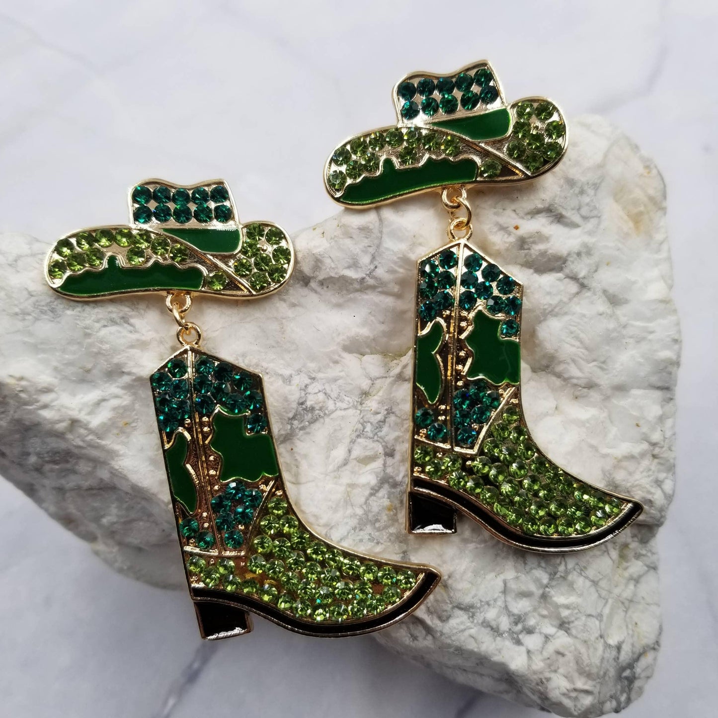 Cowgirl Boot Earrings - Green