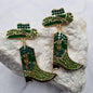 Cowgirl Boot Earrings - Green