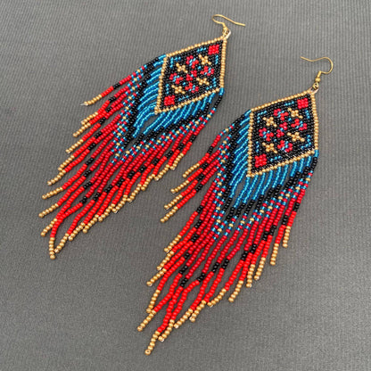 Boho Handmade Seed Beads Tassel Long Earrings - BJ/SB