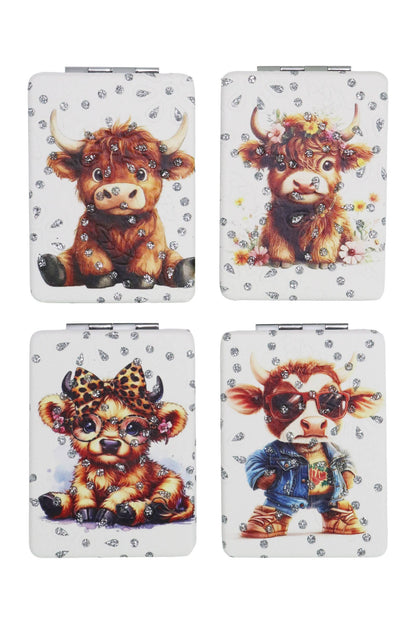 Highland Baby Cow Glitter Compact Mirror: Assorted / One Size