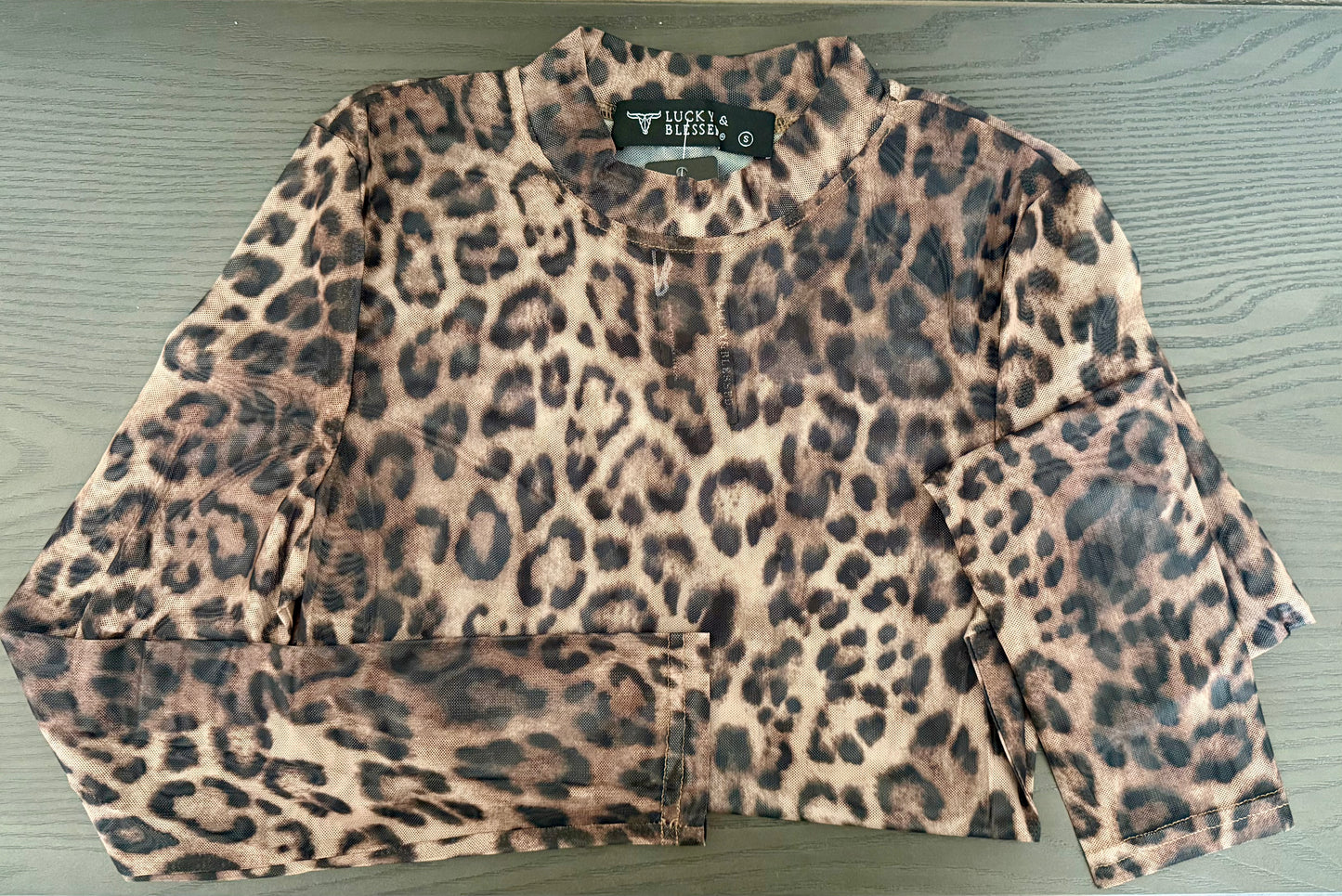 Sassy Leopard Long Sleeve Mesh Top