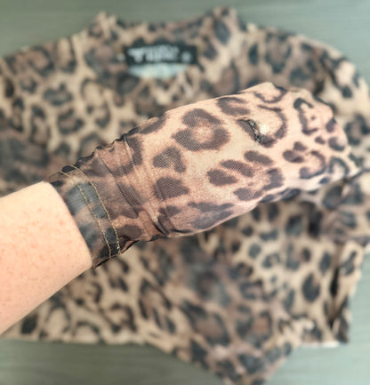 Sassy Leopard Long Sleeve Mesh Top