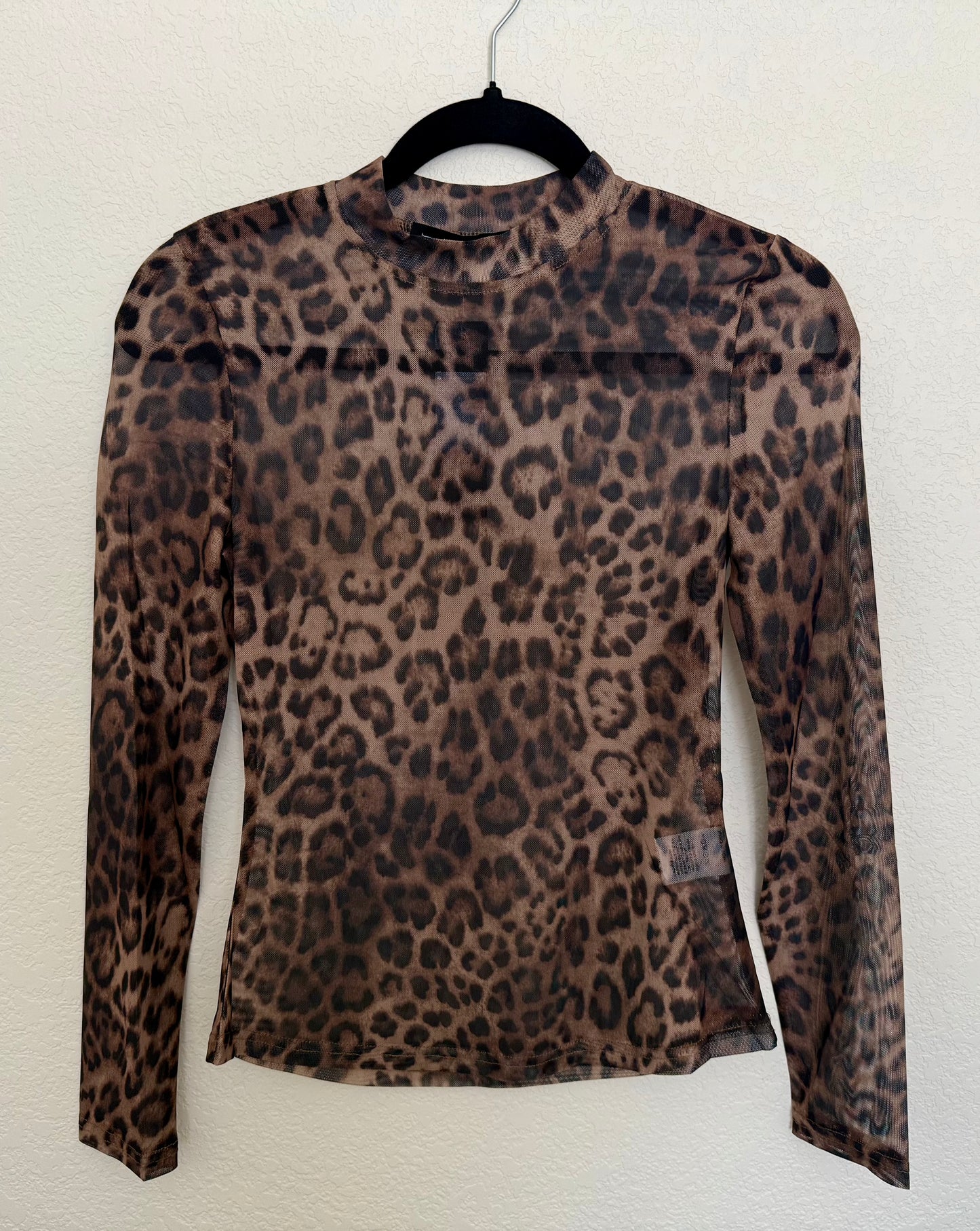 Sassy Leopard Long Sleeve Mesh Top