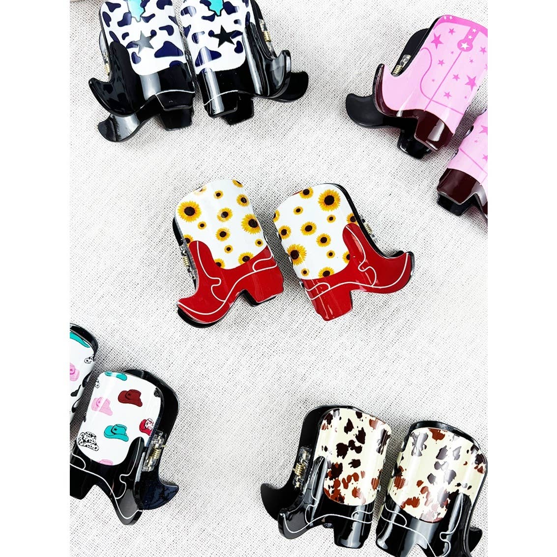 Mini Cowboy Boot Hair Claw Clip: MIX COLOR / ONE(12)