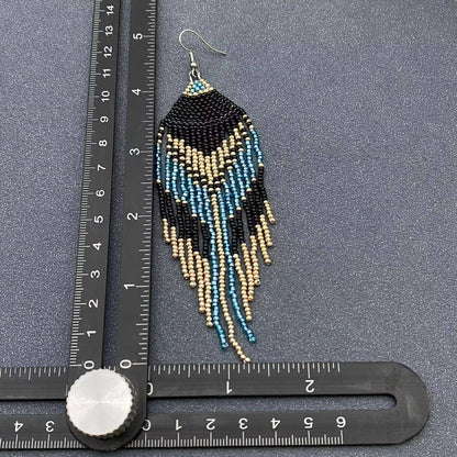 Bohemian Seed Beads Fringe Earrings - BJ/SB