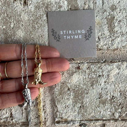 Cowboy Boot Necklace - Silver