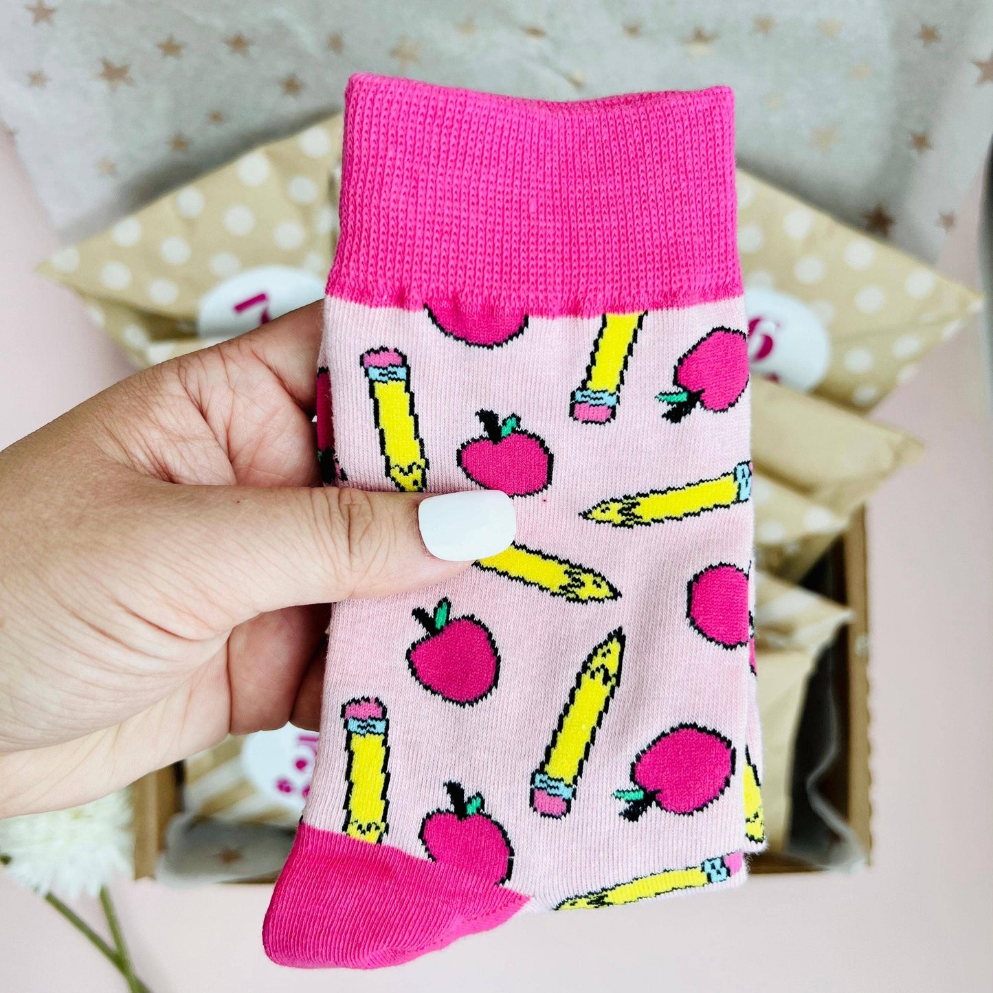 Teacher Socks | Cute Apple Pencil Socks | Inspirational Sock