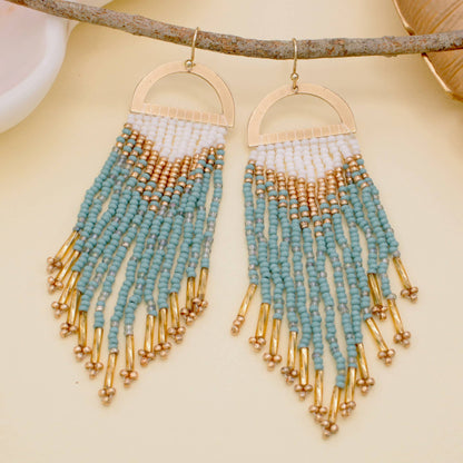 Gold Mint Fringe Earrings