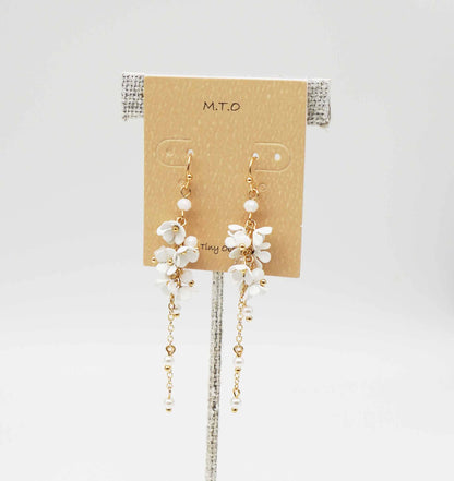 Floral Dangle white Earring