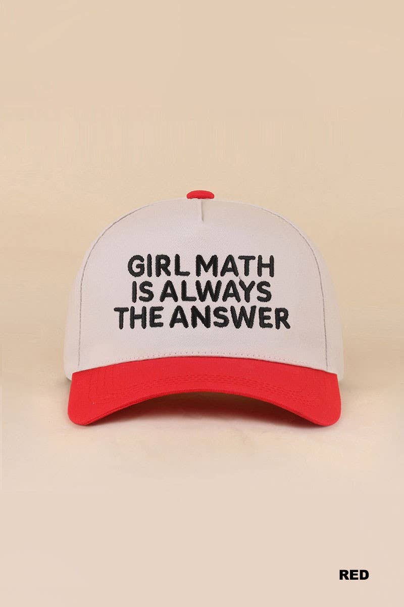 Girl Math Is Always The Answer Two Tone Snapback Hat: COW / 1(ONE SIZE)