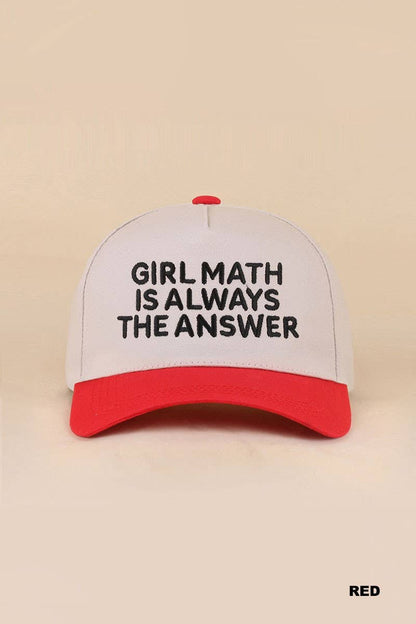 Girl Math Is Always The Answer Two Tone Snapback Hat: COW / 1(ONE SIZE)