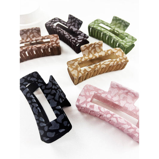Leopard Flocked Velvet Rectangle Claw Clip: MIX COLOR / ONE(12)