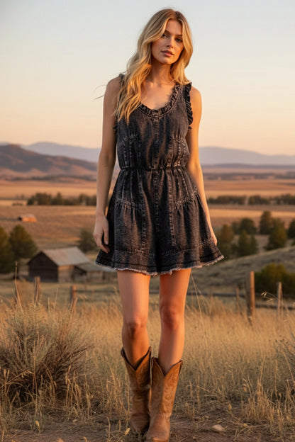 Western Denim Washed Romper