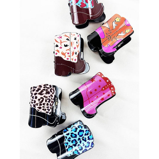 Mini Western Boot Hair Claw Clips: MIX COLOR / ONE(12)