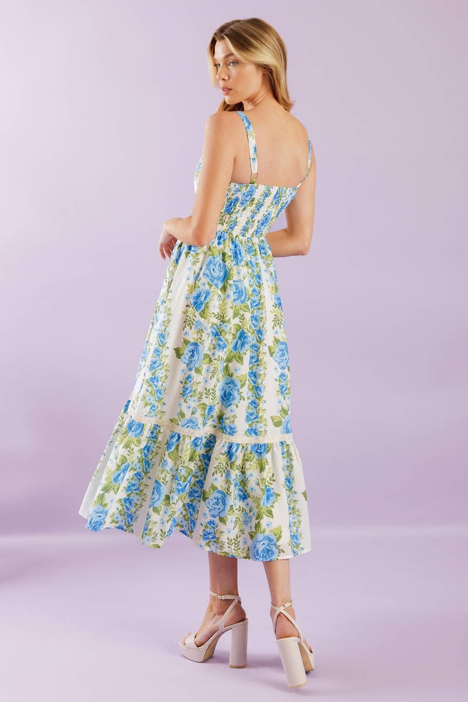 A printed woven midi dress - ID22040: IVORY / Contemporary / M