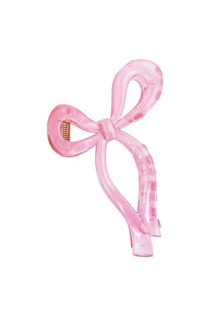Pastel Jelly Clear Wavy Ribbon Bow Hair Claw: ASSORTED / ONE SIZE