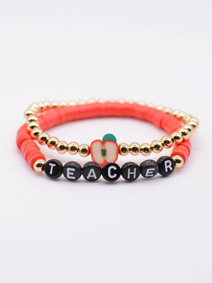 Red Teacher Bracelet Set