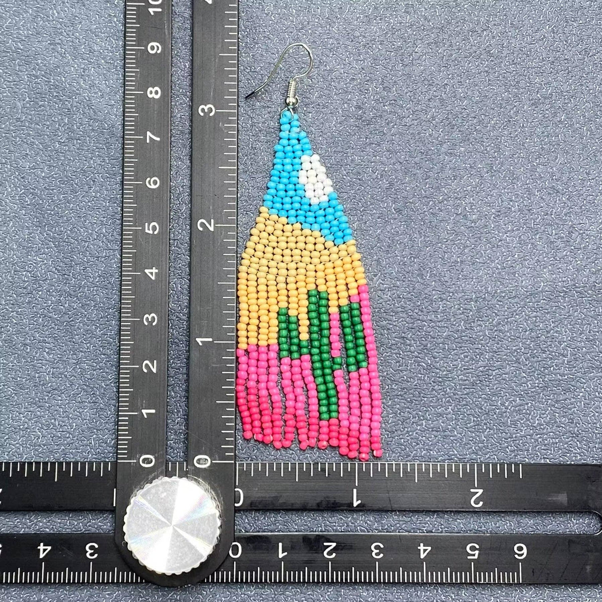 Western Style Cactus Seed Beads Fringe Earrings - SB/WJ: Colored