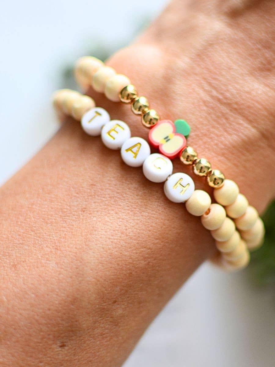Teacher Apple Charm Bracelet Stack